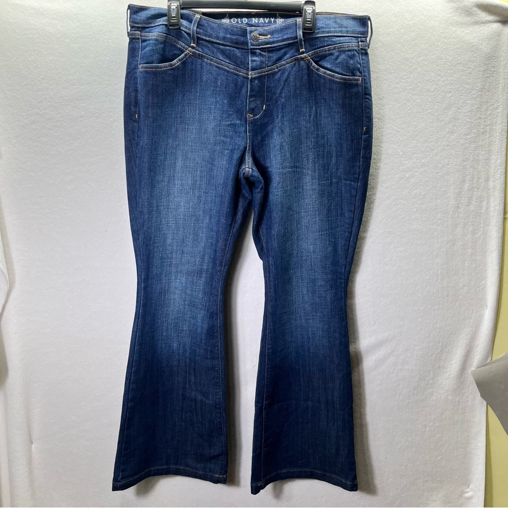 Old Navy Flare Jeans Womens 16 Plus size Blue Denim Wide Leg Stretch Cute 2661